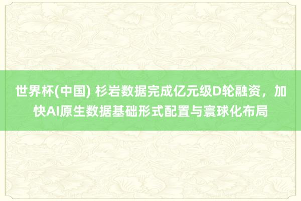世界杯(中國) 杉巖數據完成億元級D輪融資,加快AI原生數據基礎形式配置與寰球化布局