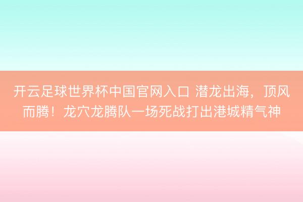 開云足球世界杯中國官網入口 潛龍出海，頂風而騰！龍穴龍騰隊一場死戰打出港城精氣神
